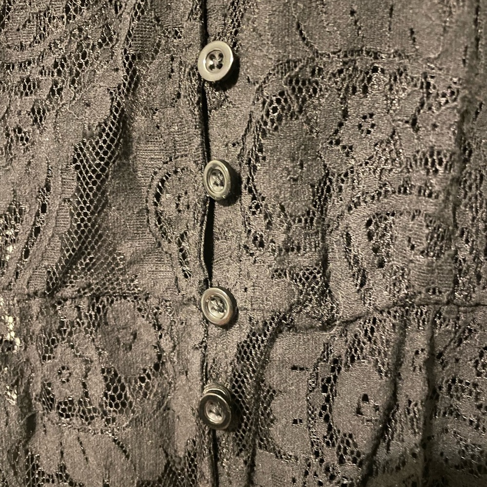 Torrid Maxi Lace Dress Button Front A-Line Sz 00 (M) Black Witchy Dark Goth Long - Picture 8 of 9